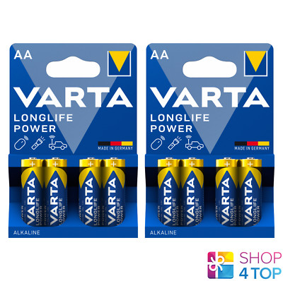 8 VARTA LONGLIFE POWER AA LR6 ALKALINE BATTERIES MN1500 1.5V STILO 4BL NEW