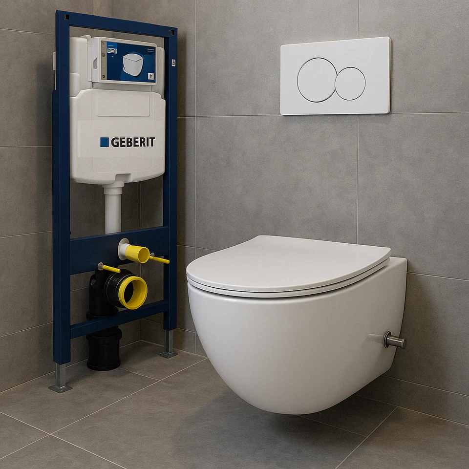 Komplettset Wand-WC +WC Sitz + Geberit Vorwandelement + Betätigungsplatte - Bild 2 von 4