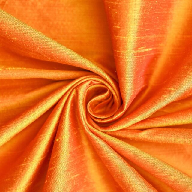 Saffron Orange Silk Fabric By The Yard or Metre Silk Dupioni Bridal Dress