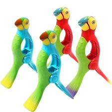 4 pcs Beach Towel Clips Holder for Beach Pool Lounge Chairs Cruise Parrot