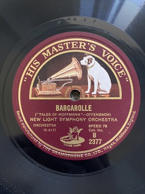 New Light Symphony Orchestra 78rpm 10  Barcarolle/Cavalleria Rusticana