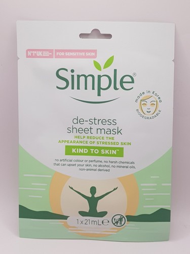 Simple de-stress sheet mask kind to skin 21ml (B19 A.JE) - Picture 9 of 9