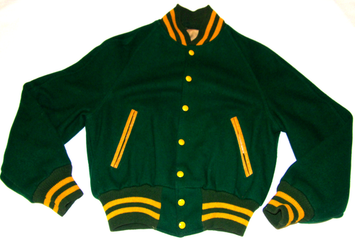 VTG HATCHER'S GREEN WOOL HIGH SCHOOL VARSITY JACKET! BURROS LOGO! SNAP-UP! SMALL - Picture 4 of 15