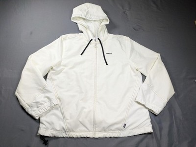 Vintage Reebok Jacket Mens Lg White Hooded Mesh Line Run Lightweight Windbreaker