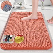 Orange Bathroom Rugs 24x17, Soft Chenille Bath Mat,Non Slip Absorbent Quick D...