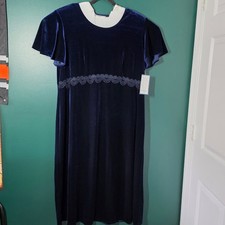 Another Thyme Navy Blue Velvet Flutter Sleeve Empire Waist Dress 20W NWT