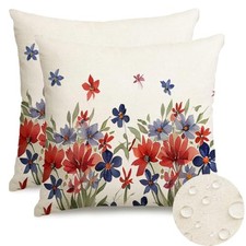 4th of July Decorations Pillow Covers 18x18 Inch 18" x 18" Pack of 2 Floral