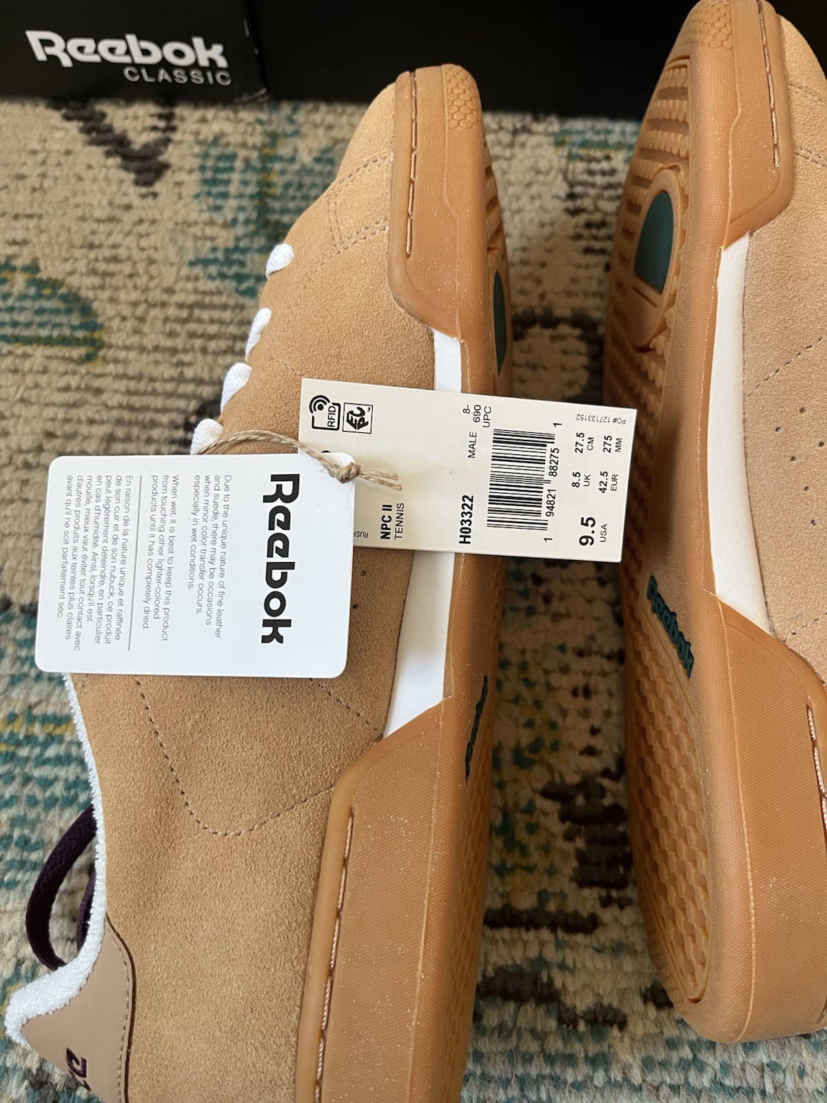 Palace Reebok NPC II Soft Camel Paprika Men's Shoes 9.5 US NIB OG Box Rare thumbnail 5