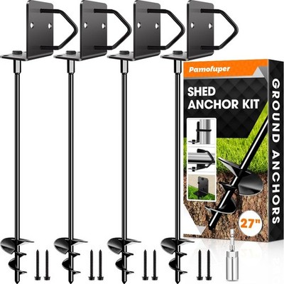 HeavyDuty Ground Anchors for Trampolines, Sheds, Playsets & Fences  27'' Set