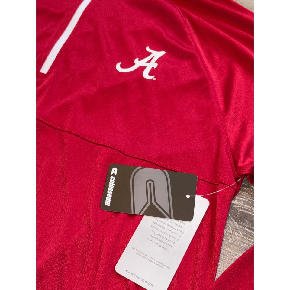 Новый с ценниками мужской пуловер Alabama Crimson Tide Colosseum 1/4 на молнии - средний - малиновый красный - Изображение 3 из 4