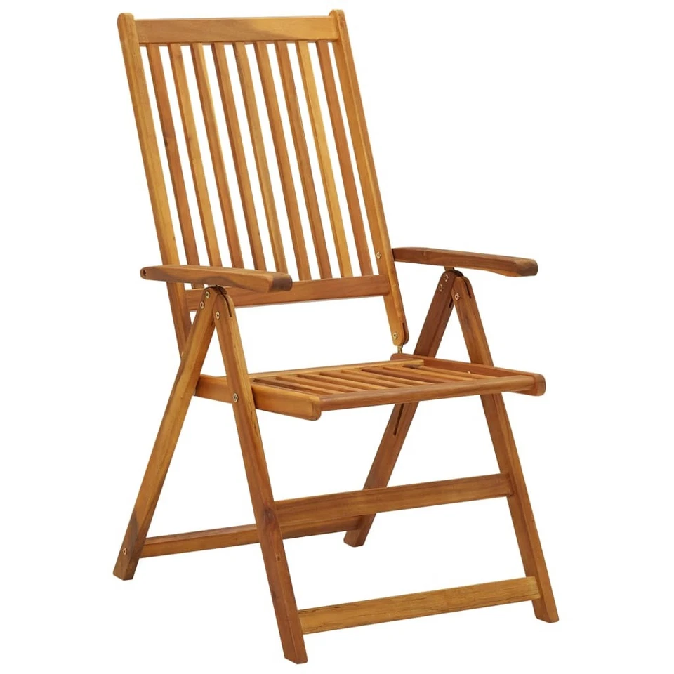 Garden Chair Set of 4 Natural Wood Solid Acacia Wood Medium - Image 3 of 4
