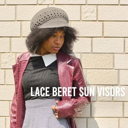 8514 Women\'s Vintage Lace Beret With Visor, A Handmade 100% Cotton Sun Hat & Women main image 3
