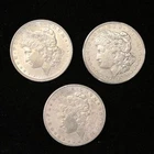 LOT OF 3 DIFFERENT MORGAN SILVER DOLLARS 90% COINS 1886 1889 1921 NR!
