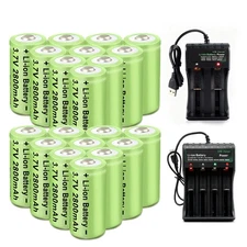 2800mAh Batteries CR123A 16340 Rechargeable Li-ion Battery / Smart Charger Lot