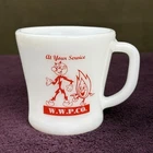 RARE! Vtg 1960s Reddy Kilowatt & Flame At Your Service Fire-King Advertising Mug