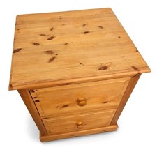 Solid Pine 2-Drawer Bedside Chest - Small Cabinet