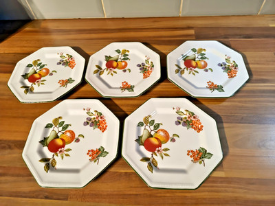 5 x Vintage Johnson Brothers Brotteller mit frischen Obstbeilagen 15,75 cm in sehr gutem Zustand