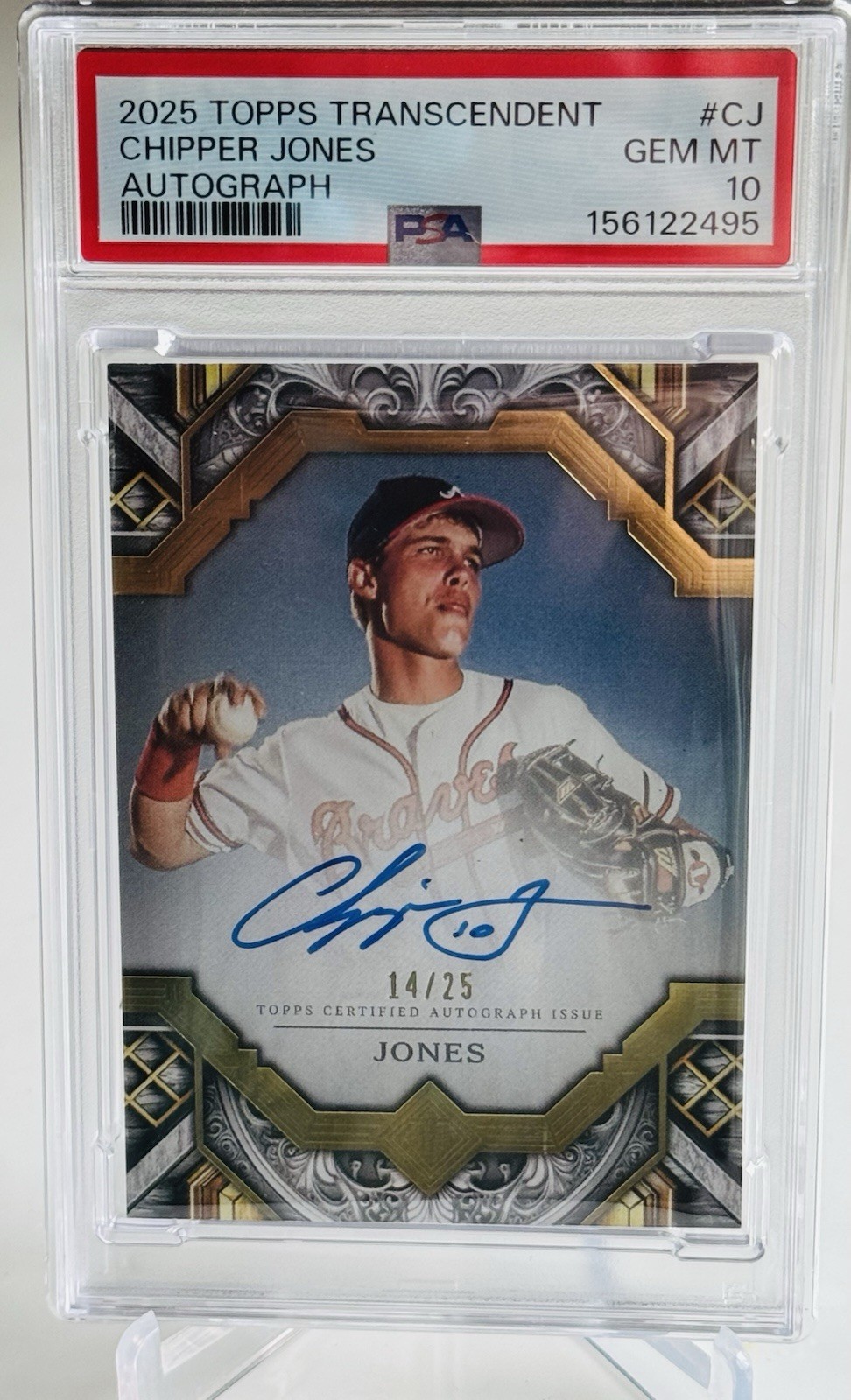 2025 Topps Transcendent Chipper Jones Auto /25 PSA 10 Braves TAC-CJ