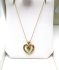 14K Yellow Gold Heart Peridot & Diamond Pendant Necklace 2.3 Gr [N126] — photo 7