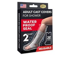 100 Waterproof Cast Covers for Shower Leg - 2pk - Tight Seal - Reusable