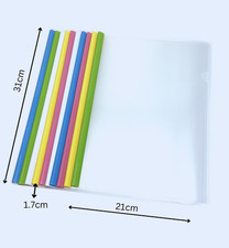 A4 Clip Bar Slide Binder Document Folder Presentation Clear Report Cover 10pcs