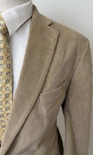 Chaps Men  s Beige Corduroy Cotton Sport Coat Blazer Jacket Elbow Patch Size 46 R