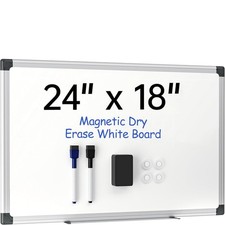 24" x 18" Magnetic Whiteboard for Wall Dry Erase Board with Silver Frame Hanging