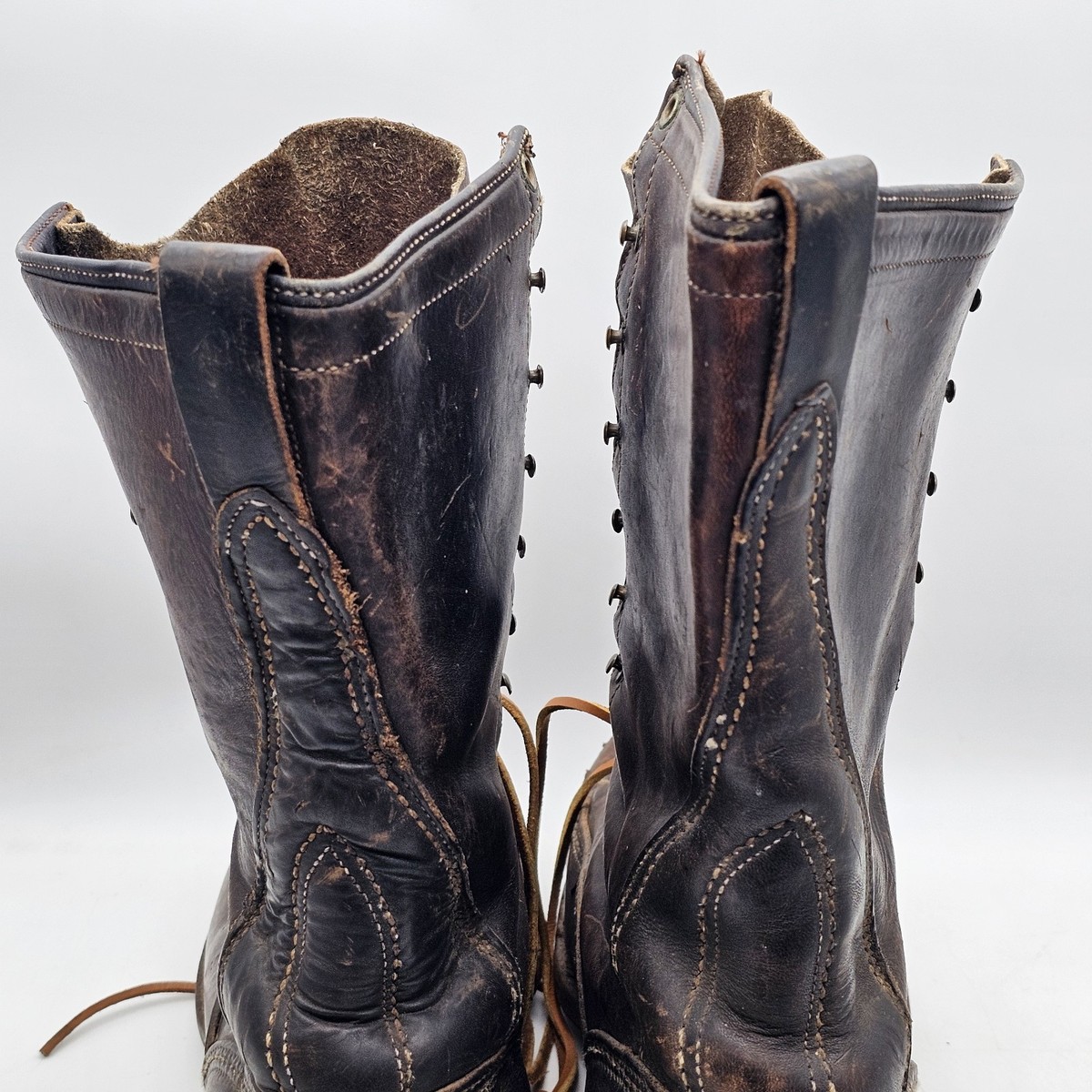 Vintage Wesco Logger Spiked Leather Boots Men 8 Outdoor Caulk Brown Lace up Vintage Wesco Logger Caulk Spiked Work Boots 12 main image 4