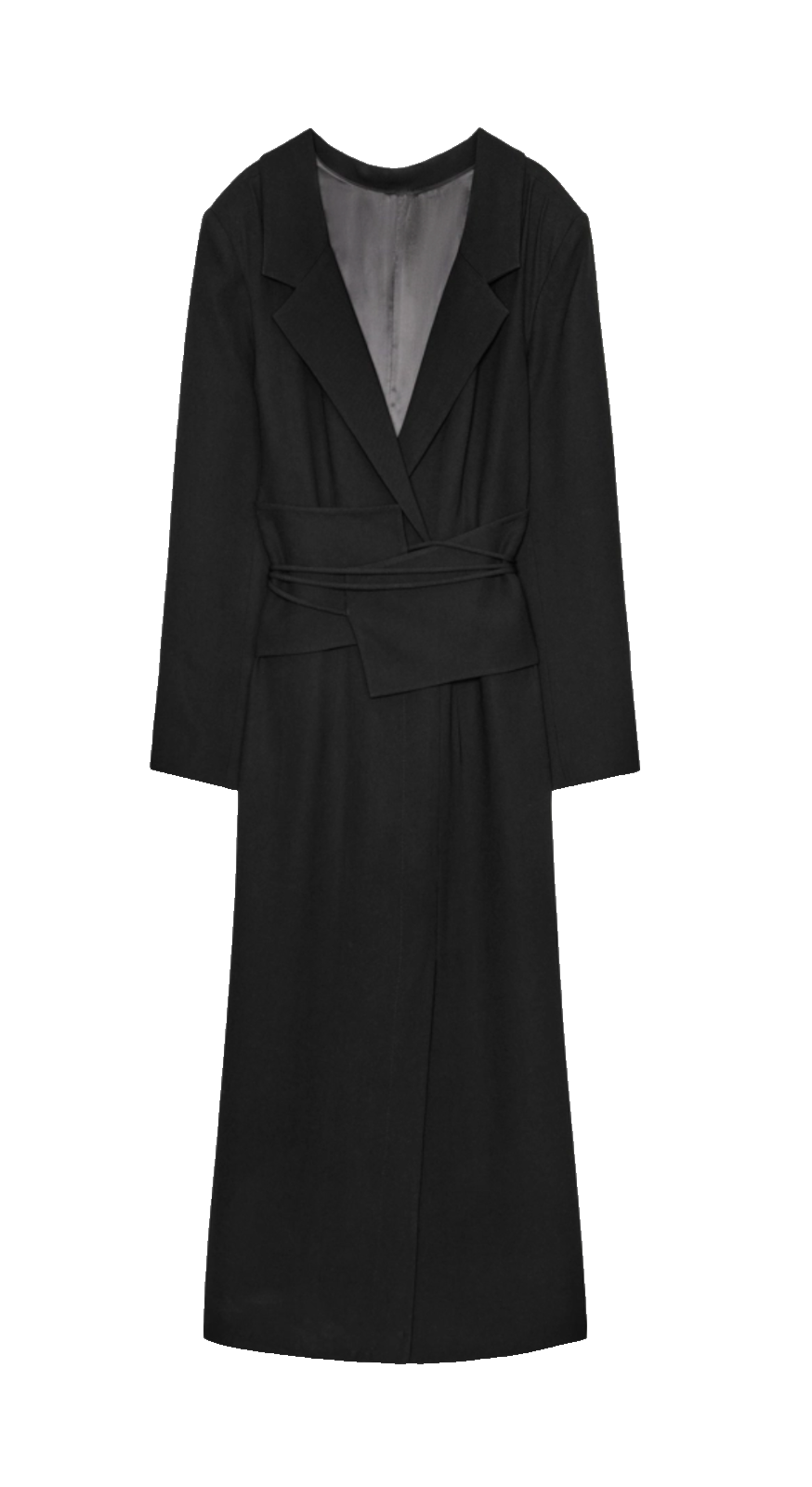 Zara Womens Coat Dress w Belt L Large Black ZW Collection 9112/262 NWOT