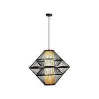 HäNgelampe Holz Schwarz Wohnzimmer Esstisch E27 L:60 Cm Pendelleuchte Esszimmer