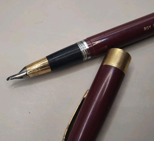Bolígrafo de snorkel vintage 14K punto blanco borgoña W.A. Sheaffer Pen Company - Imagen 10 de 11