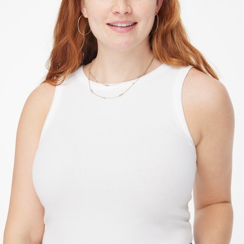 NWT! J. CREW Factory Ribbed High Neck Tank Top Solid White Classic Casual Medium - Picture 4 of 12