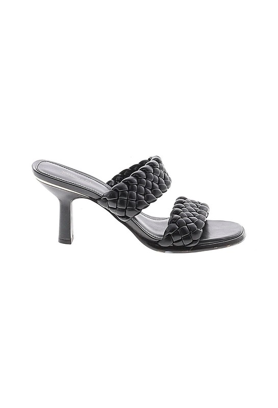Michael Kors Amelia Mule Black Leather Sandal Heel Women's US size 7.5
