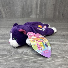Vtg 1998 Lisa Frank Playtime Cat Plush Purple 8  Fantastic Beans Beanie W Tags