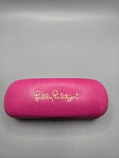 Lilly Pulitzer Hot Pink Clamshell Eyeglass Case Hard Shell with Blue Lining
