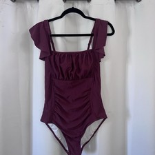 NWT One Piece Swim Suit, Burgundy, Red size Large