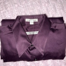 Geoffrey Beene SATEEN PURPLE Dress Shirt Regular Fit 16 1/2  32-33 WRINKLE Free