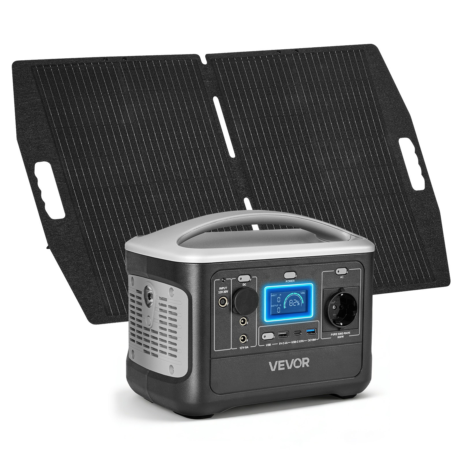 VEVOR Générateur Solaire 600W et Panneau 100W | Centrale Portable 493Wh