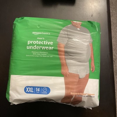Amazon Basics Incontinence Underwear for Men, Maximum 2X-Large, White 14 count
