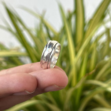 Hammered Sterling Silver Wide Band Ring: Unisex Statement Jewelry Ring All Size