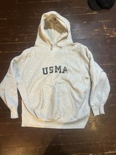 Vintage 80s Champion Reverse Weave USMA Size.XL Gray Hooded Sweatshirt