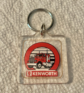 1980s NOS Kenworth Semi Trucks Trucking Clear Plastic Keychain Collectible 