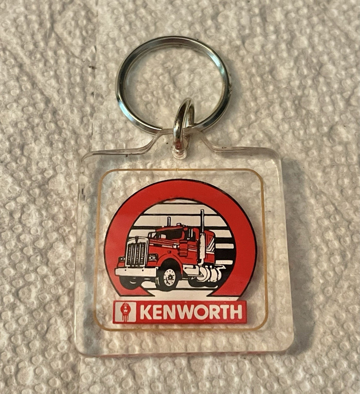 1980s NOS Kenworth Semi Trucks Trucking Clear Plastic Keychain Collectible 