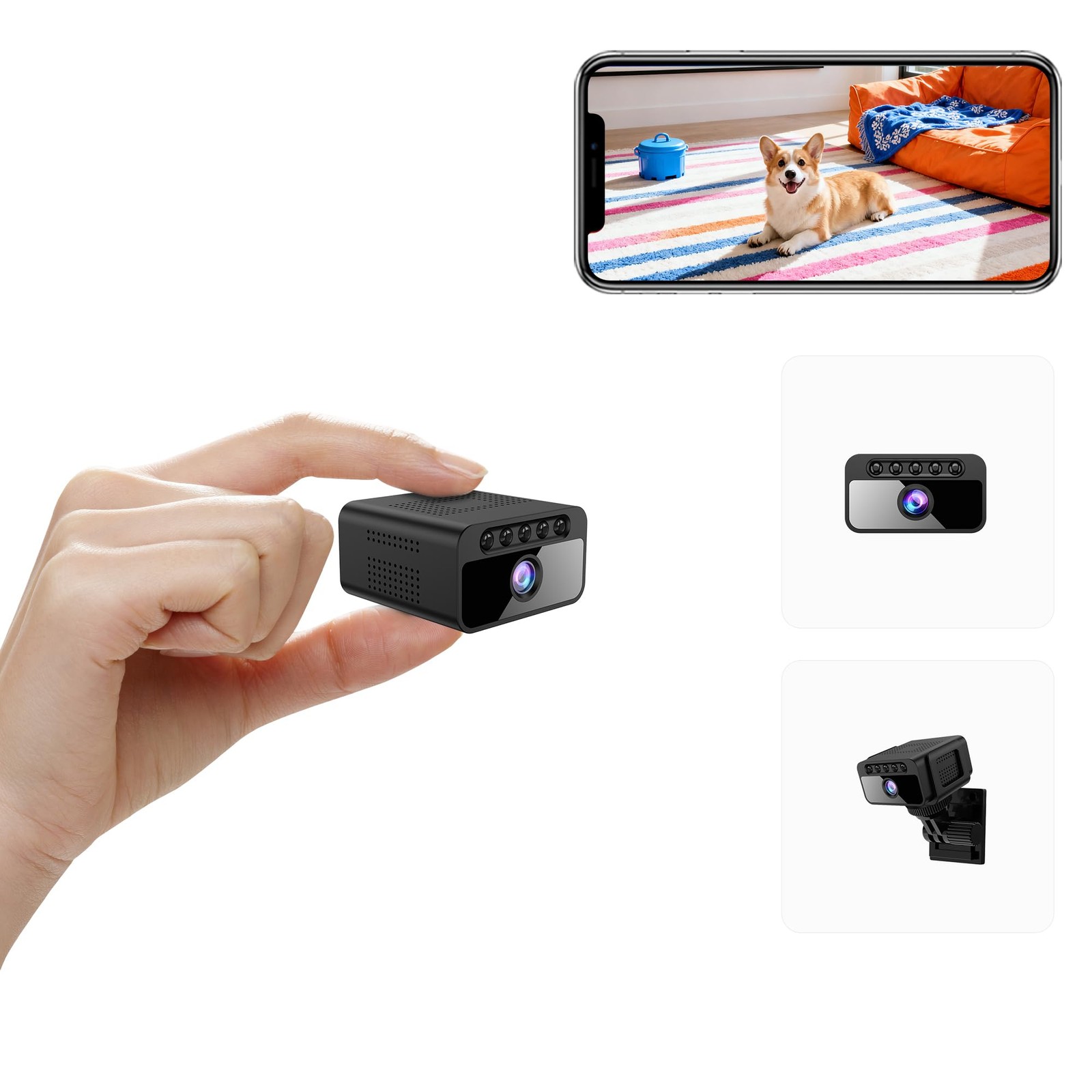 AOBOCAM Mini Telecamera WiFi Interna 4K UHD Videocamera Sorveglianza con Visione