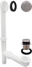 1-1/2" White Tubular Tip Toe Bath Drain Kit Stainless Steel Bathroom Waste