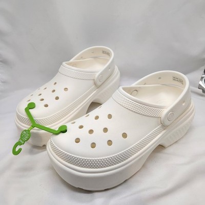 Crocs Stomp Clog Women's Size 11 White Chalk Platform Lift Vacation 209347 New