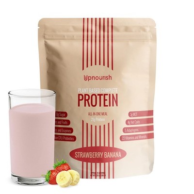 UpNourish Strawberry Banana Vegan Protein Powder 54 Superfoods Powder,15Servings