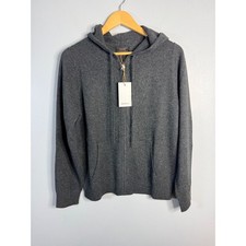 Quince Mongolian Cashmere Full-Zip Hoodie Medium Charcoal NWT