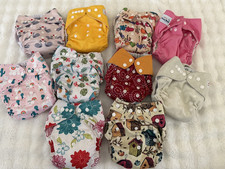 LOT 10 Baby Girl Cloth Diapers Snap Pocket Alva Super Bottoms Fuzzi Bunz