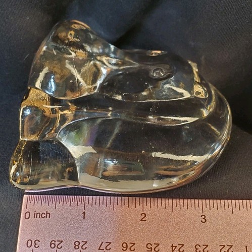 Clear Glass Hippopotamus Figurine Flat Back Layered Whimsical Hippo 4"W x 3"D - Picture 9 of 9